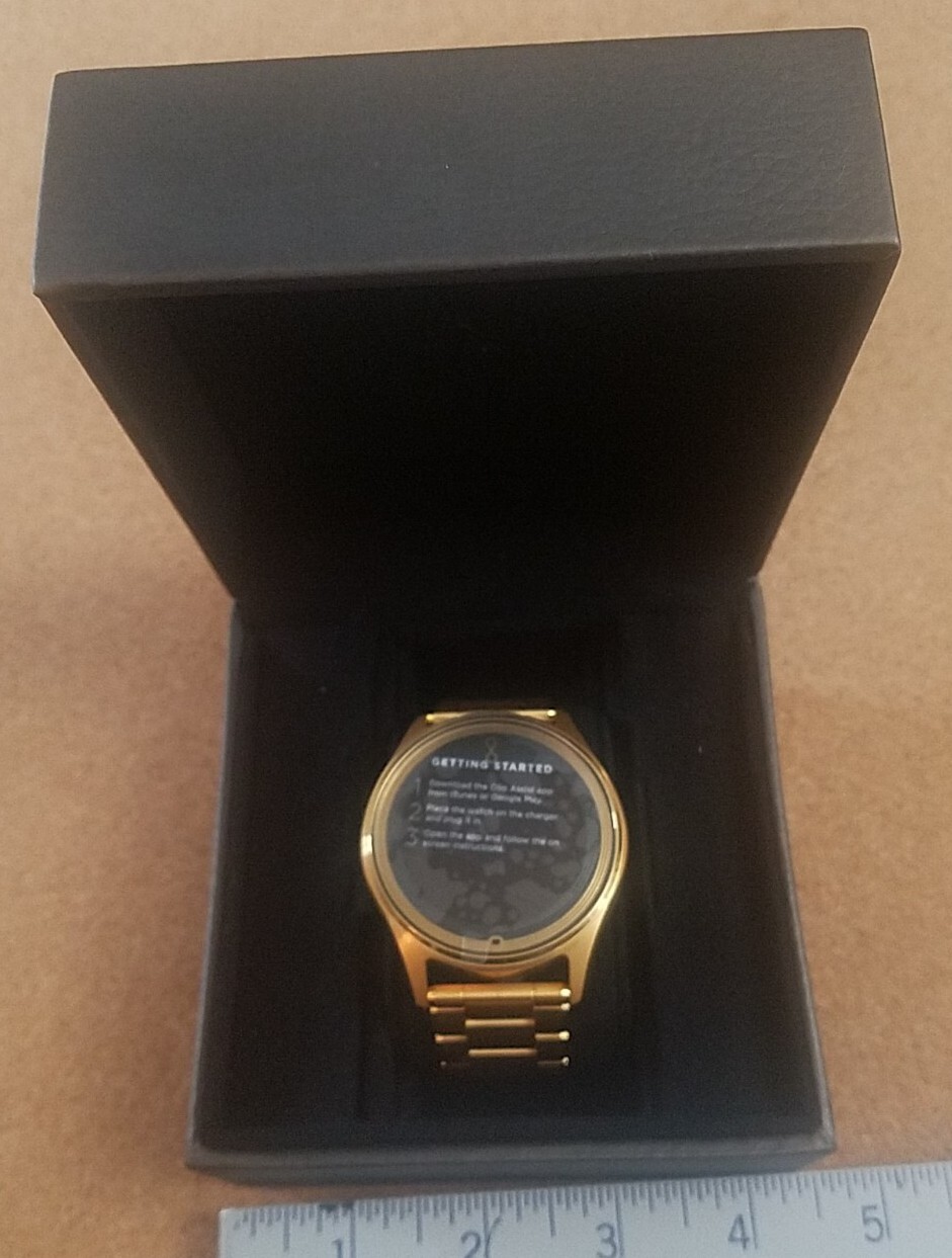 NEW & RARE Olio Model One Smartwatch 24K Gold Clad Gold Band Sapphire Crystal