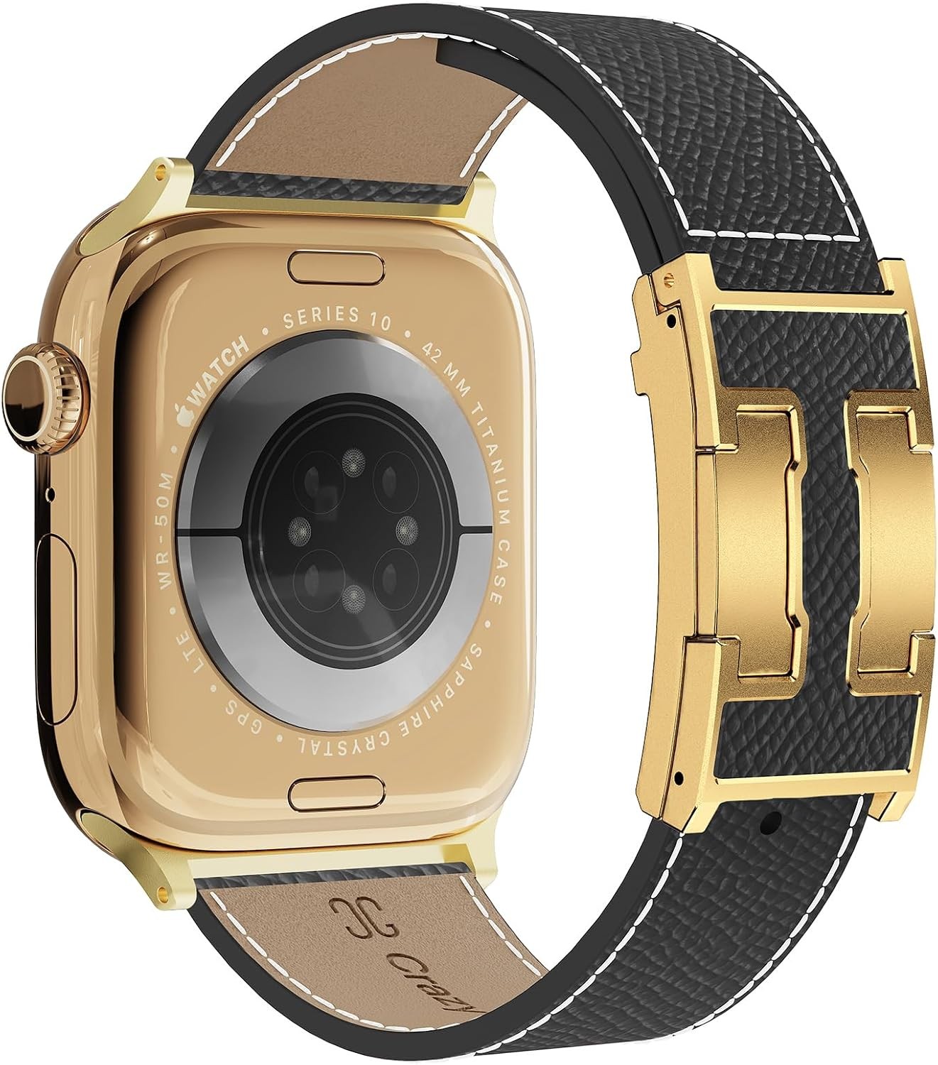 Designer Leather Band for Apple Watch 49mm 44mm with Magnetic Buckle Replacement