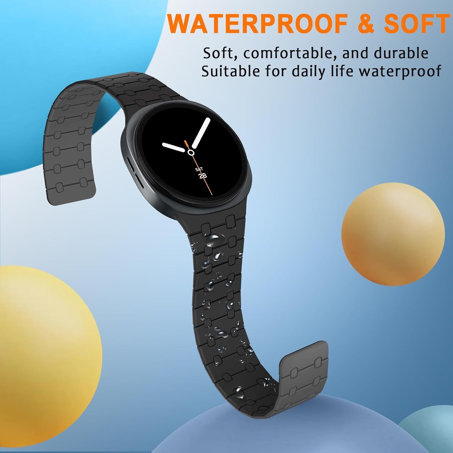 Sport Silicone Band for Samsung Galaxy Watch 9/8 Classic 40mm 44mm 46mm Black/Gr