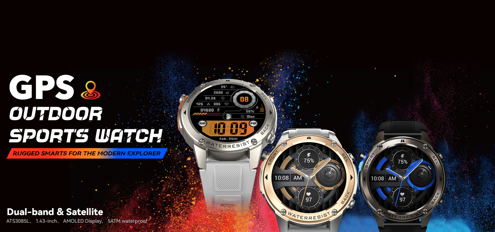 DM56 Smart Watch 1.43 Inch Full Touch Screen GPS Compass 5AT, MEJOR RELOJ.