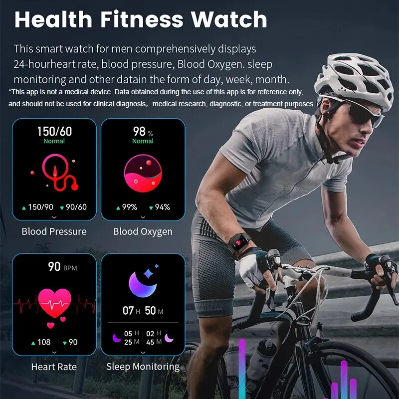 Outdoor Sports Fitness Smartwatch Men 1.96 Inch Screen Bluetooth Call Waterproof