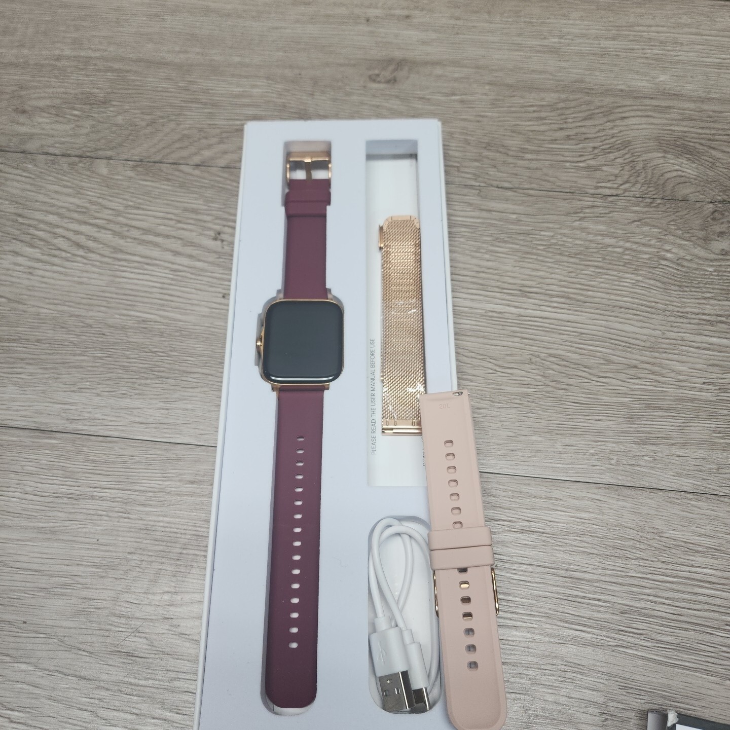 Laret Womens I18 Gold Black 1.7 in HD Full Touch Screen Waterproof Smart Watch