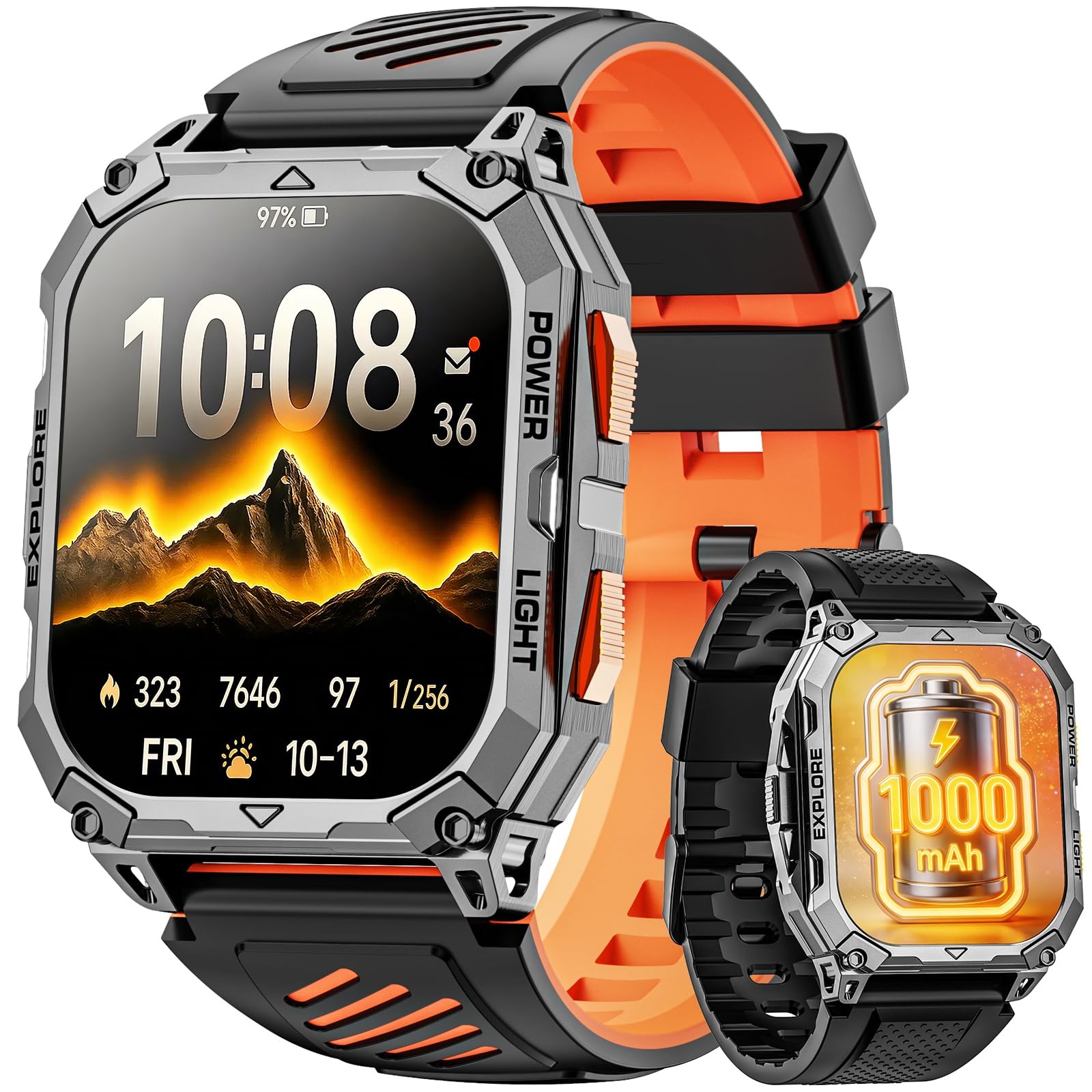Smart Watches for Men, 2.01″ HD Military Smart Watch with 1000mAh High-Capaci…
