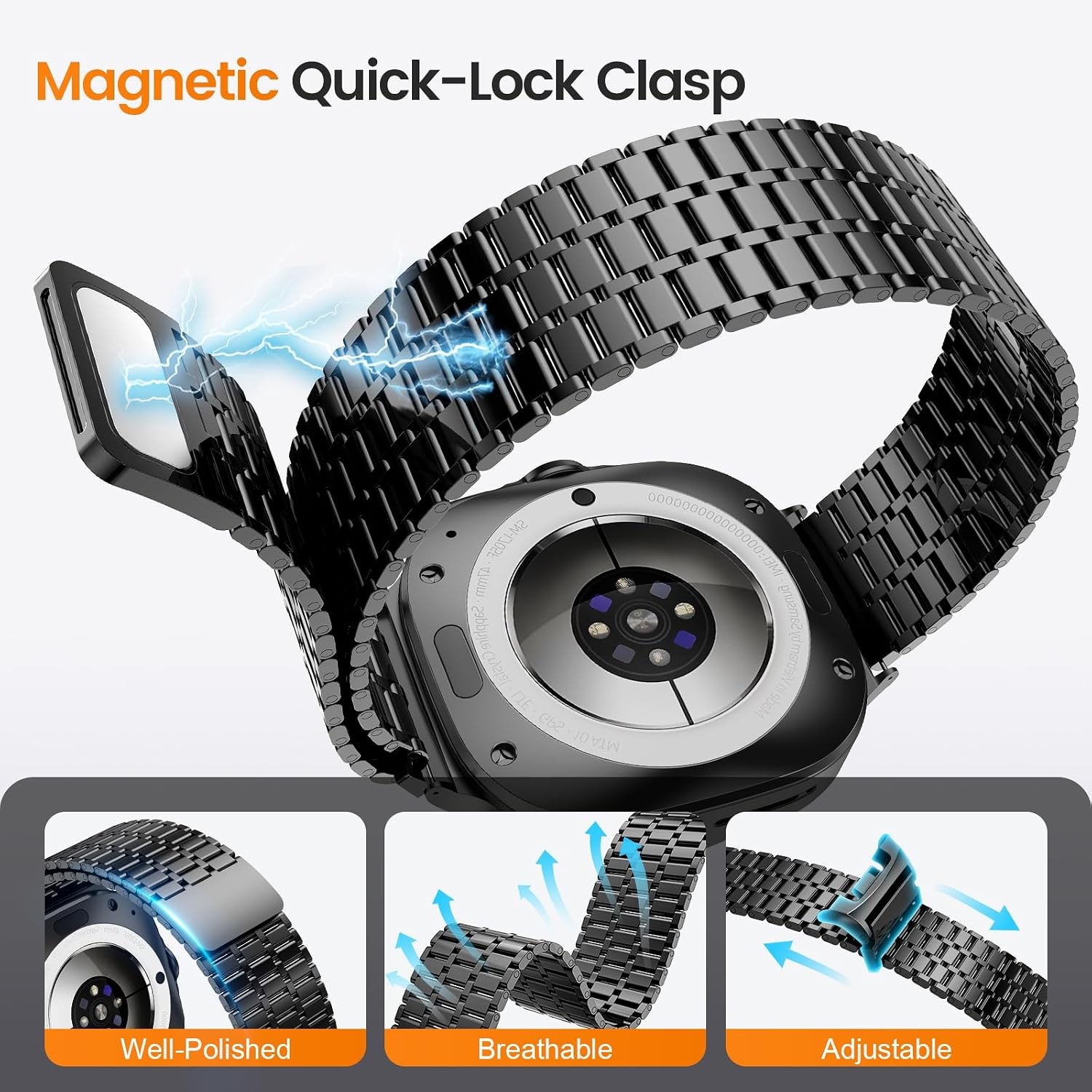 Magnetic Metal Band for Samsung Galaxy Watch Ultra 47mm Adjustable Strap