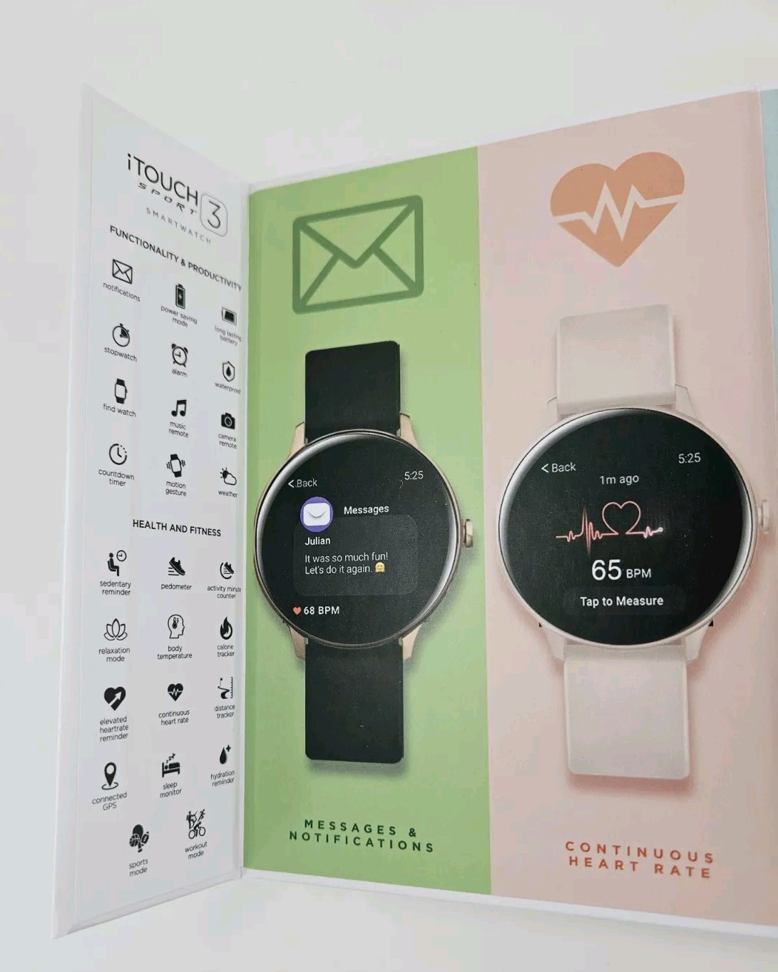 ITouch Wearables Sport 3 Health & Fitness Smart Watch New