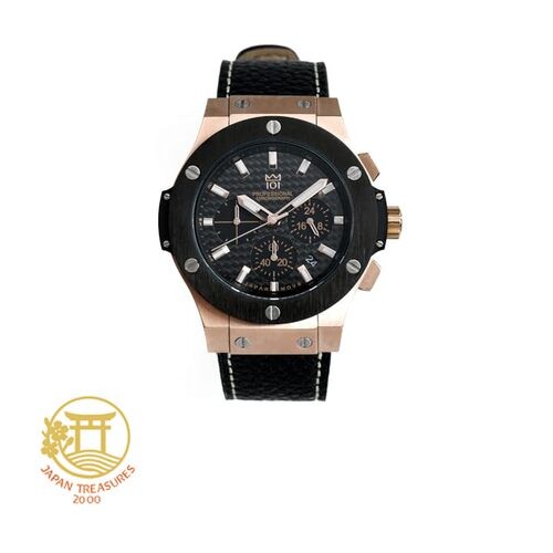 [HYAKUICHI 101] No.8L Hyakuichi Chronograph Watch Pink Gold Carbon Fiber Black