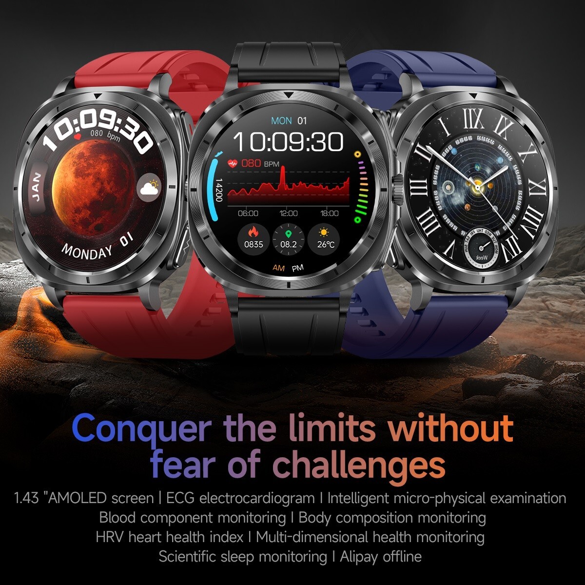 Sport Smart Watch ECG Health Monitoring Voice Assistant SOS Waterproof NFC ET492
