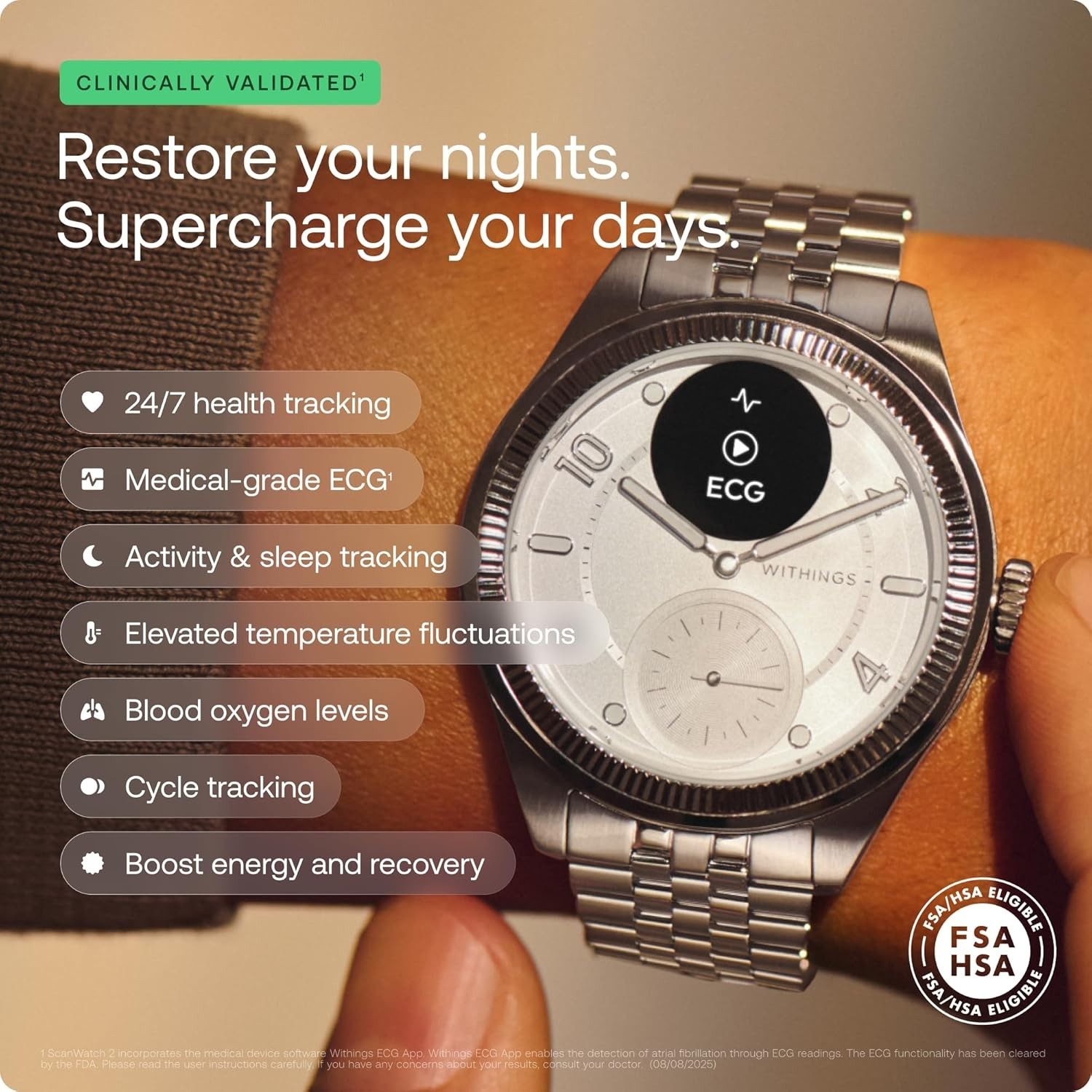 Withings ScanWatch Nova Brilliant Health Smart Watch ECG, TEMP, SLEEP, ETC.NIB!!