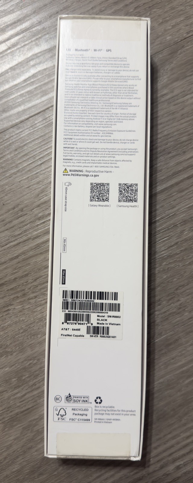 Samsung Galaxy Watch FE 40mm Smart Watch Gray Silicone Band Sapphire Crystal