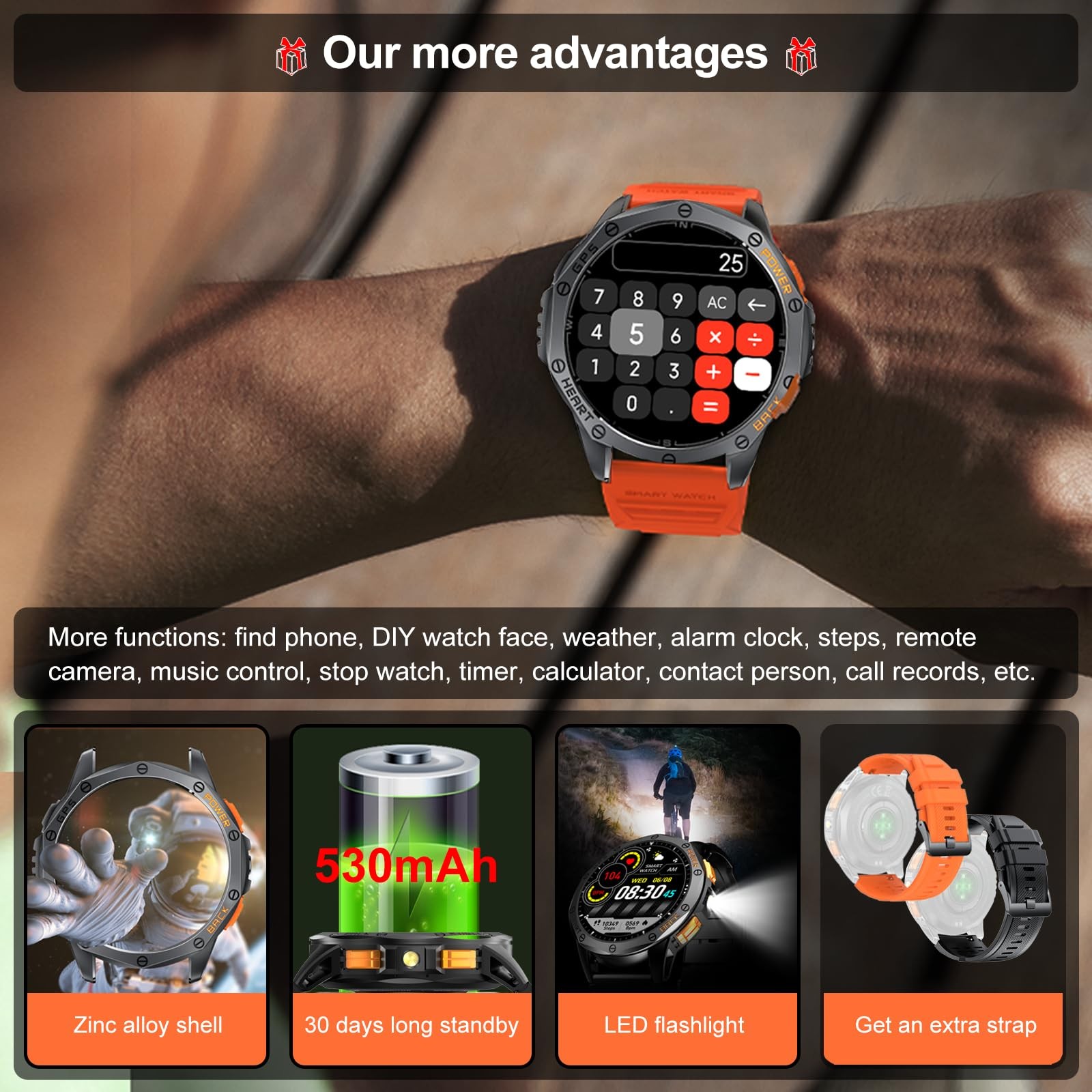 Military Smart Watches Built-in GPS, 170+ Sport Modes for Men with Flashlight…
