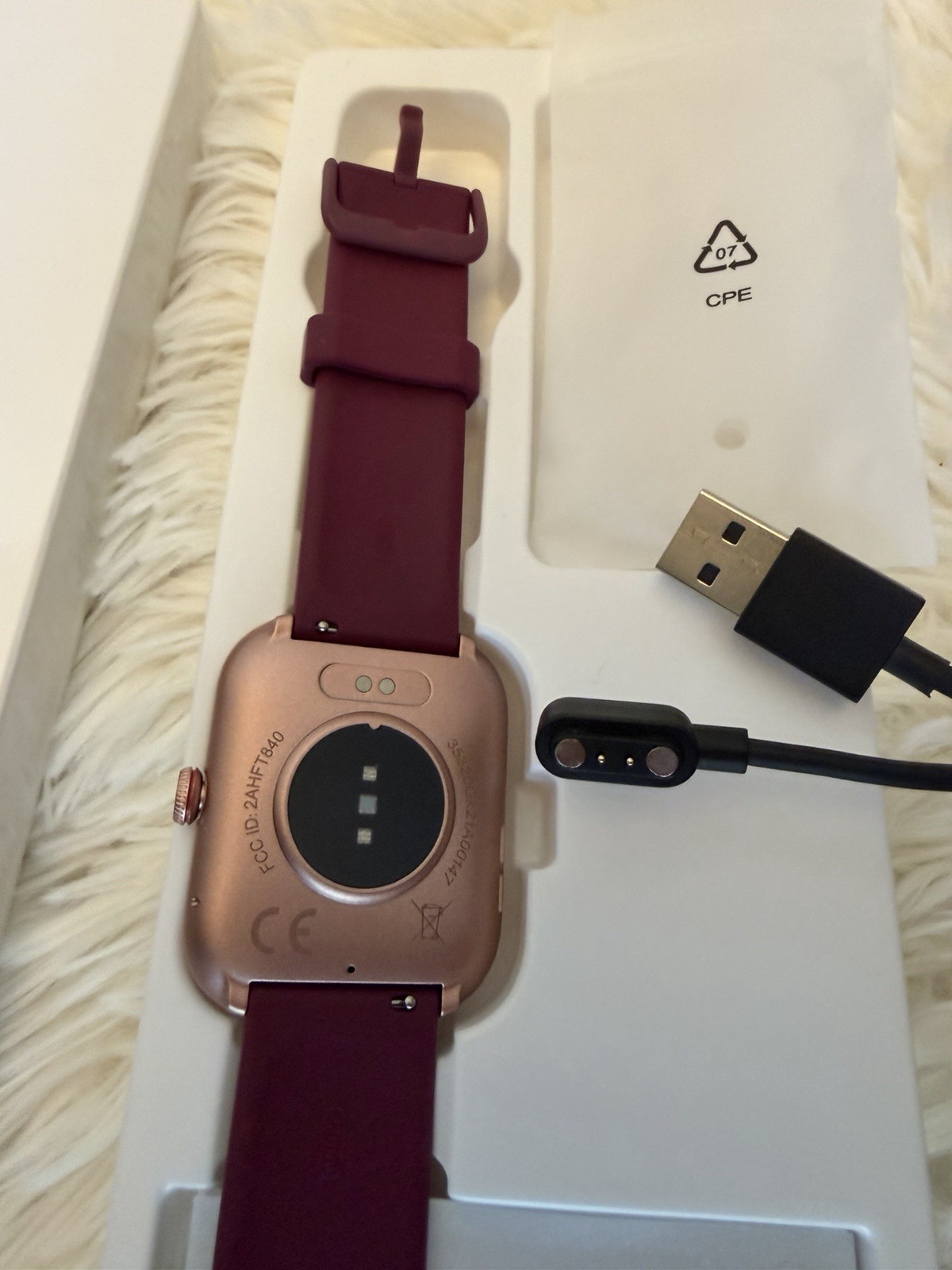 Smart Watch IDW20, Maroon Silicone Band 1.91″ HR Bluetooth 22mm, only one left