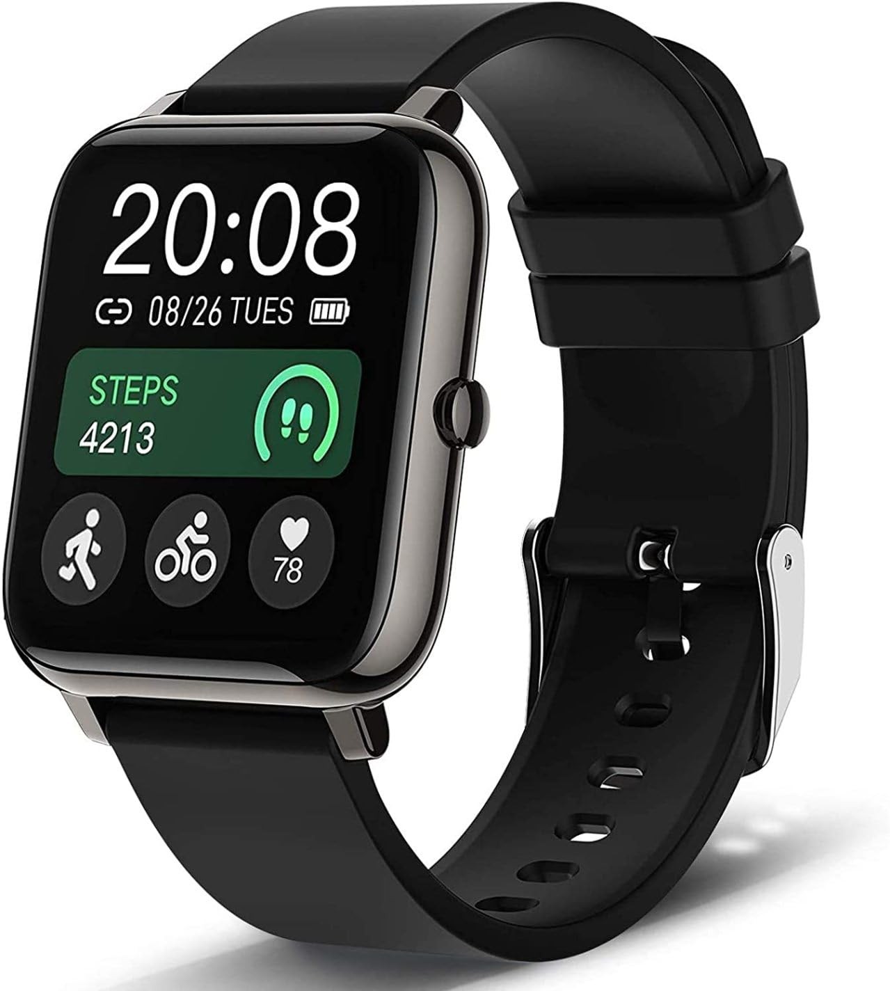 Popglory Smart Watch, Smartwatch with Blood Pressure, 1.3 inches, Black