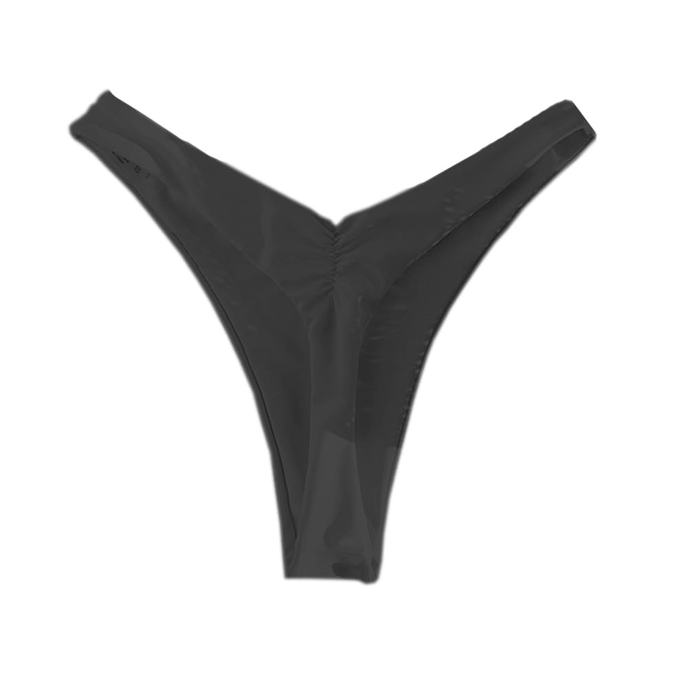 ‘s Ruched Back Bikini Bottoms High Cut Bathing Suit Bottoms Cheeky Thong Swim…