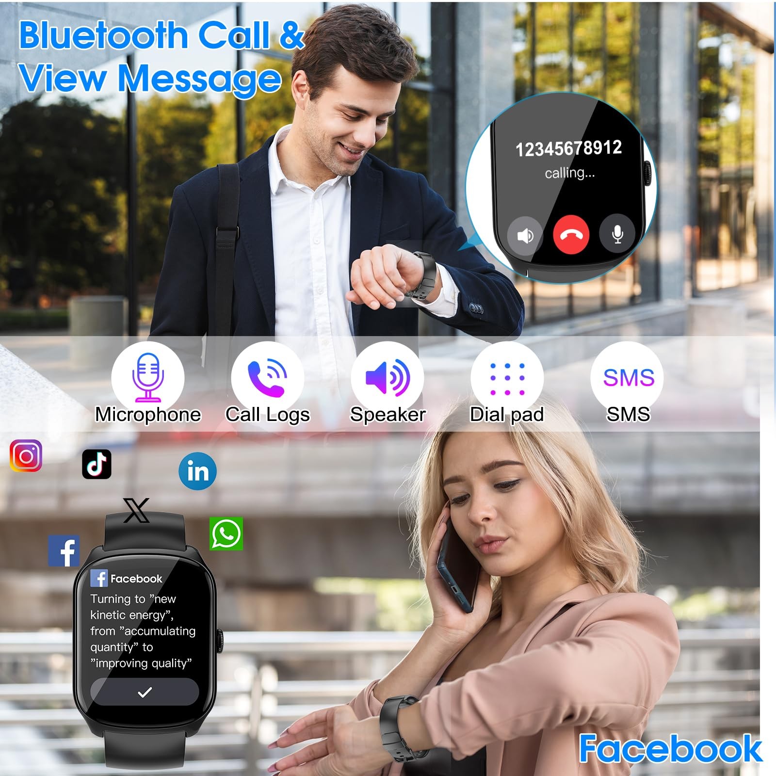 Reloj Inteligente de Mujer Hombre para iPhone Apple Samsung Android y Bluetooth