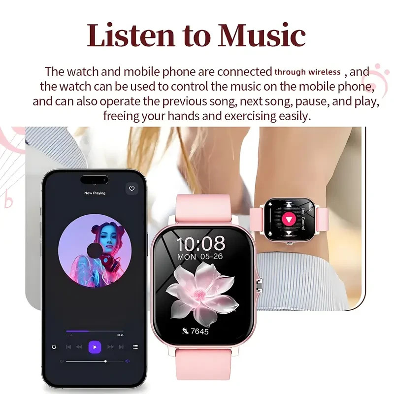 Pink Smart Watch 1.83″ HD Touch Screen Text/Make/Receive Calls Fitness Tracker