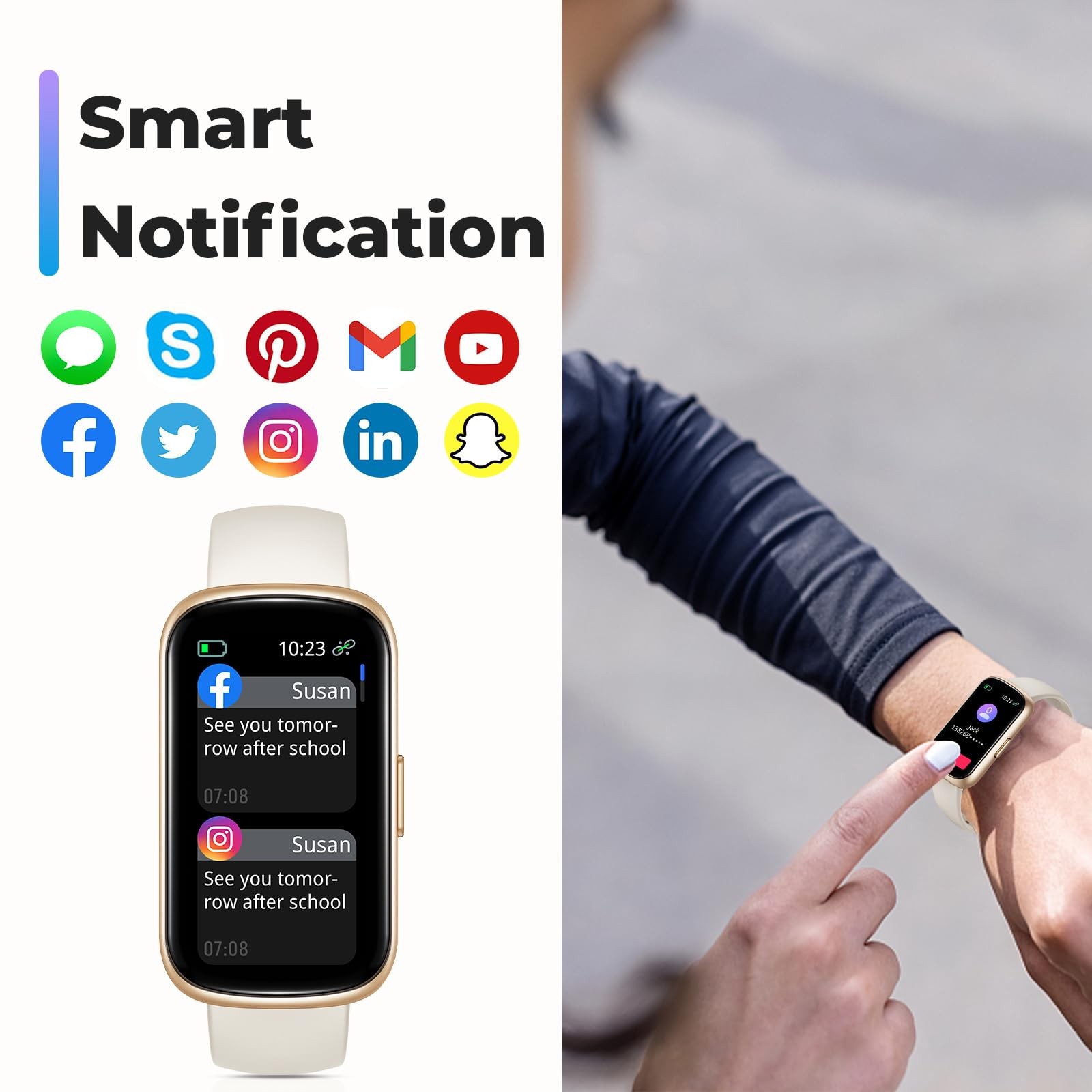 Fitness Tracker , 1.47″ Full Touch Tracker with 24/7 Heart Rate & Monitor, Sl…