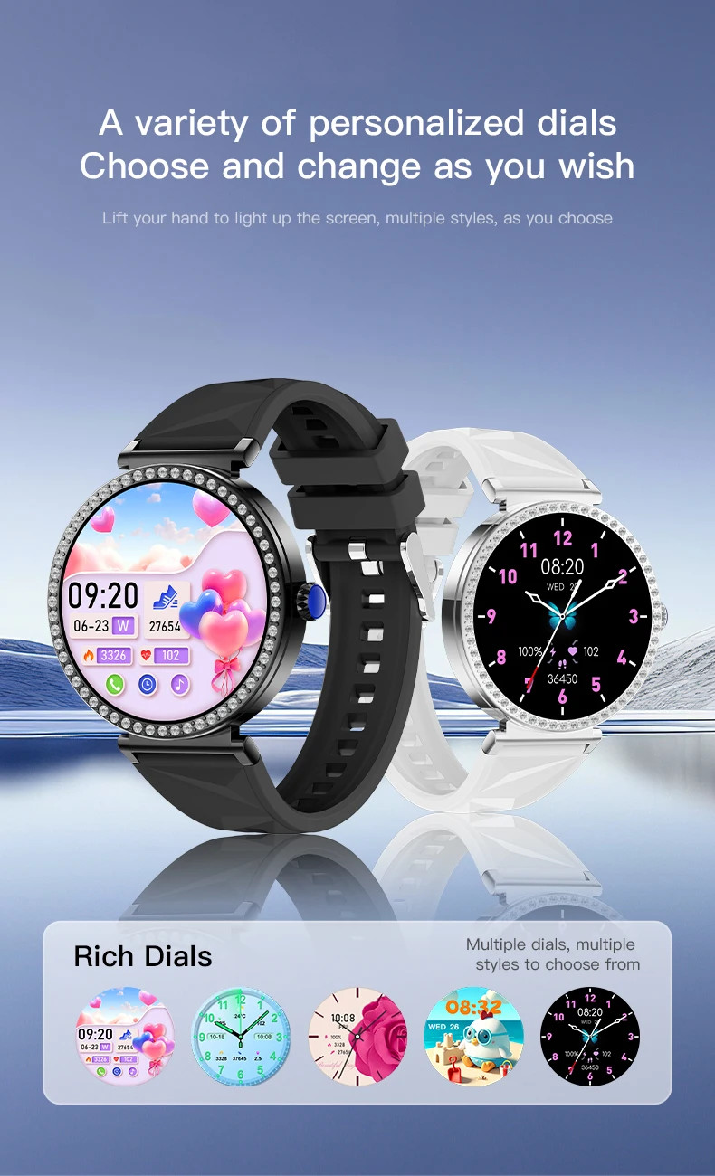 Smart Watch For Women Bluetooth Cal Heart Rate Monitor Waterproof Sports Fitness