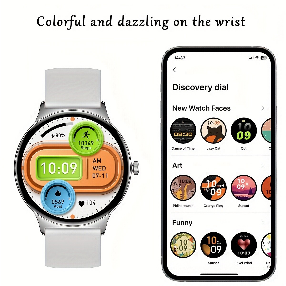 1.42″ Slim Smartwatch, Wrist Calls, Sports Modes, Waterproof, Health App