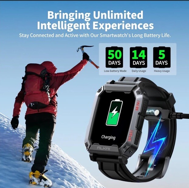 Smart Watch Rugged and Military AI Assistant Tracking, Health Monitoring
