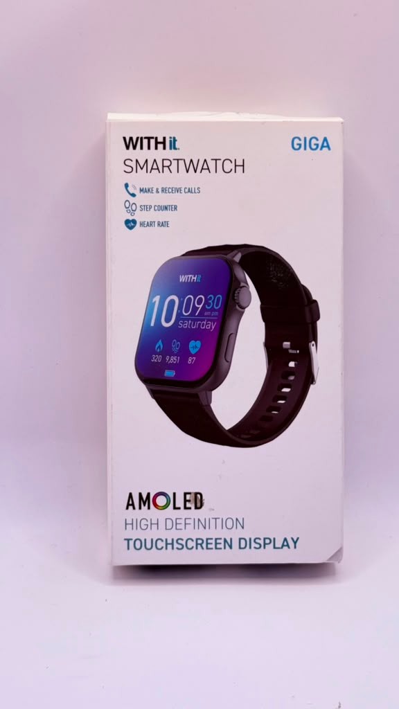 NIB WITHit Giga HD Amoled Touchscreen Smartwatch (42/9002GYBKW) Black