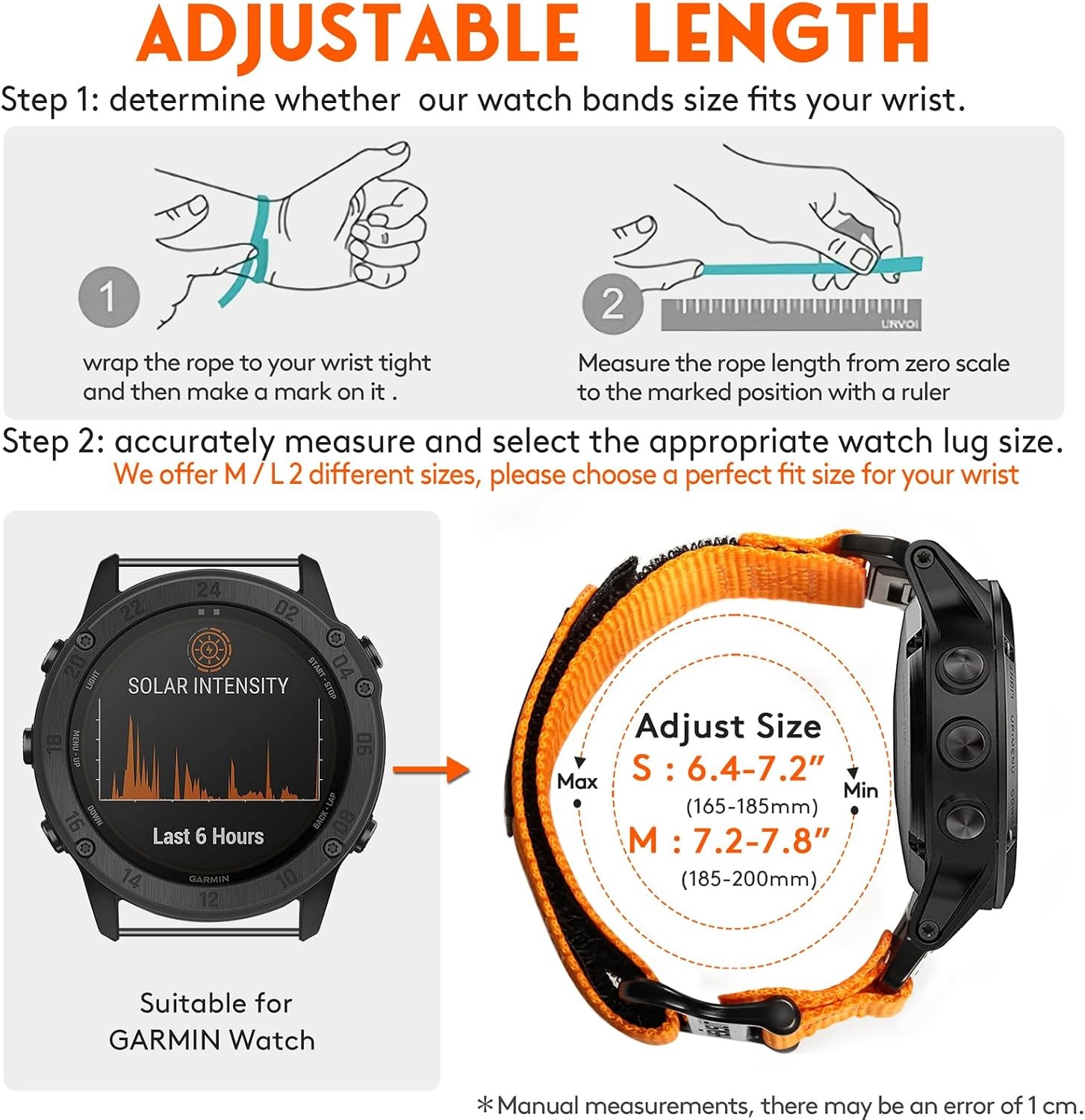 22mm Nylon Sports Strap Compatible with Garmin Fenix 8 47mm