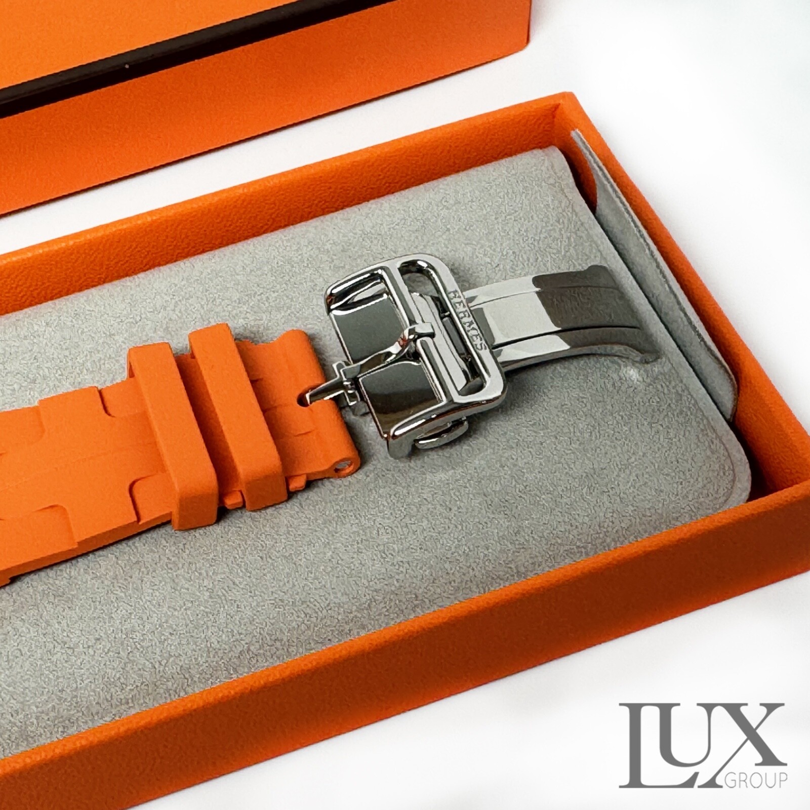 New Apple Watch Ultra 49mm Polished Genuine Hermes Kilim Orange Band AppleCare