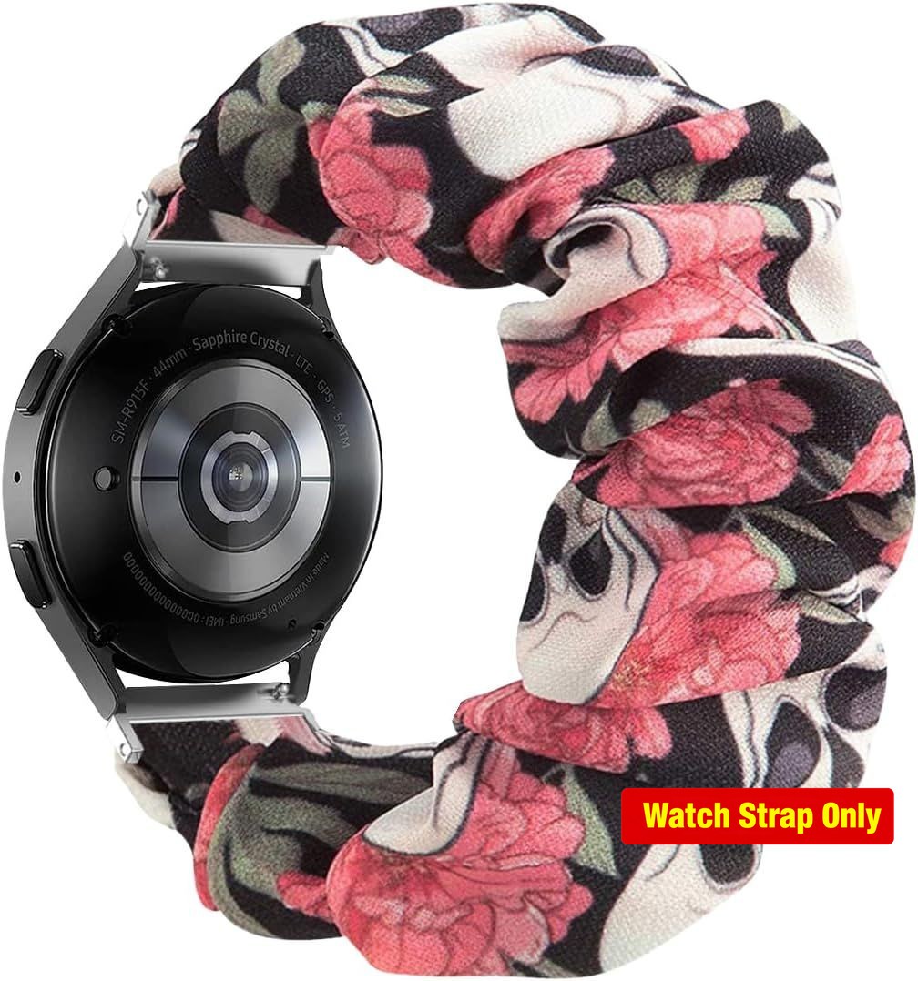 Floral Stretchy Scrunchie Watch Band for Samsung Galaxy 20mm Compatible Strap
