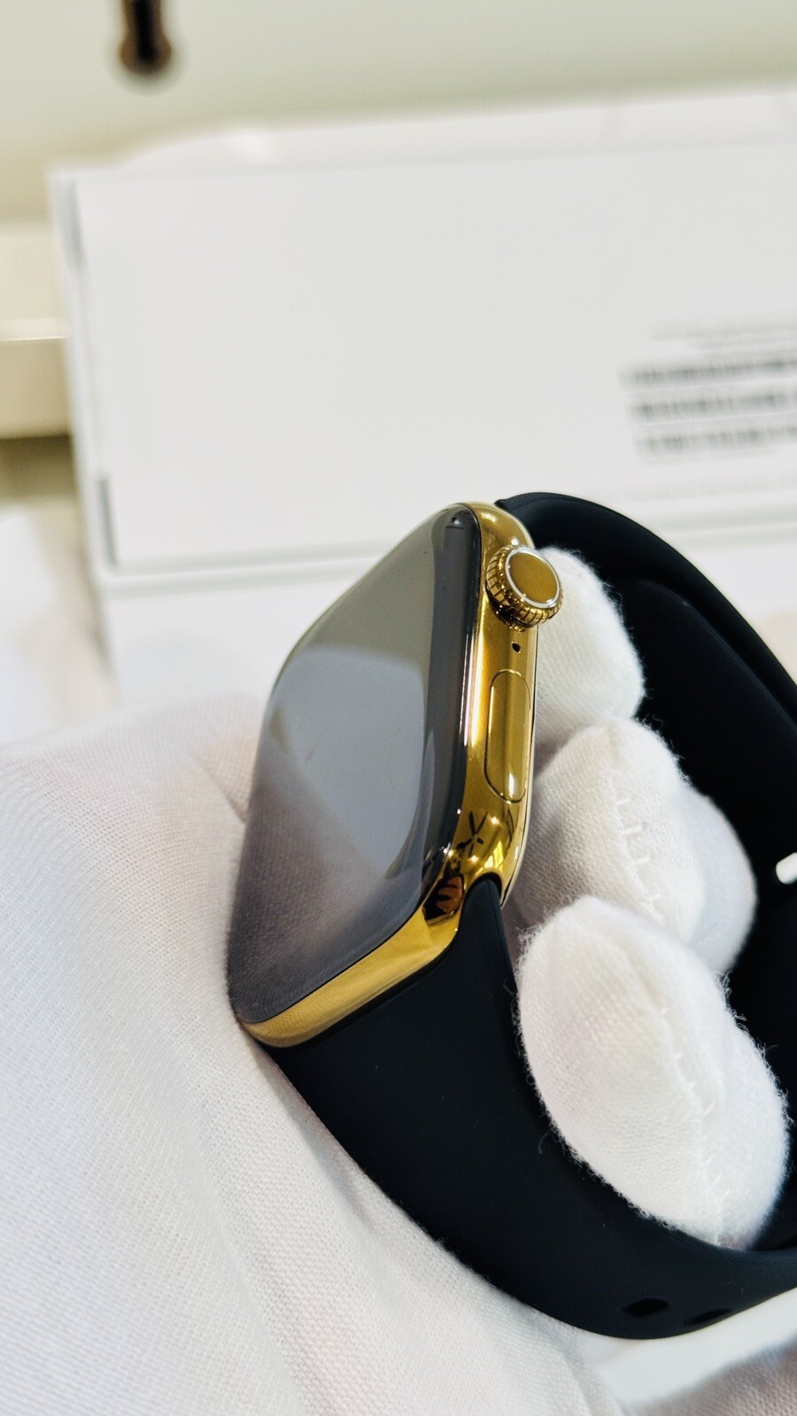 Custom Anodized Bright Gold 46MM Apple Watch SERIES 10 Gold Plated S Band Pin