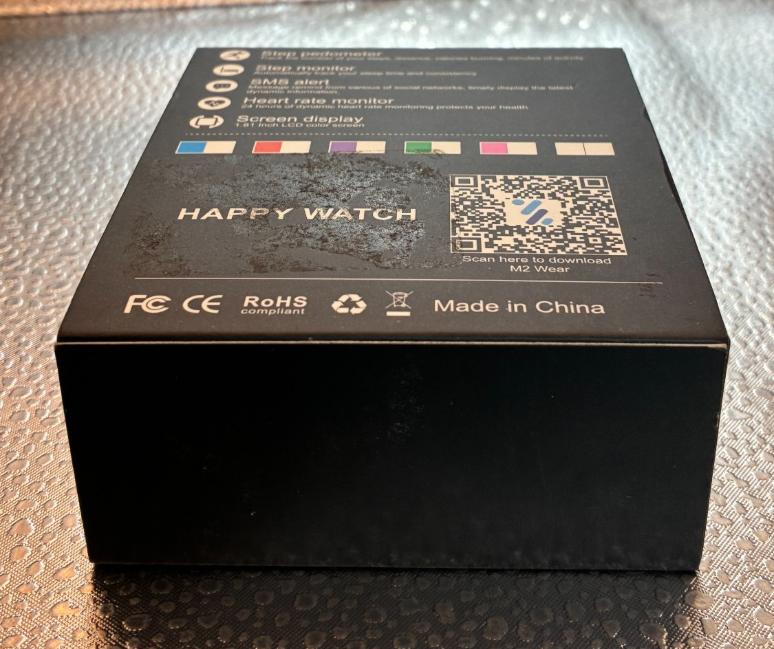 Happy Watch Black Smart Watch Sleep Monitor and Heart Rate Monitoring 1.81″ LCD