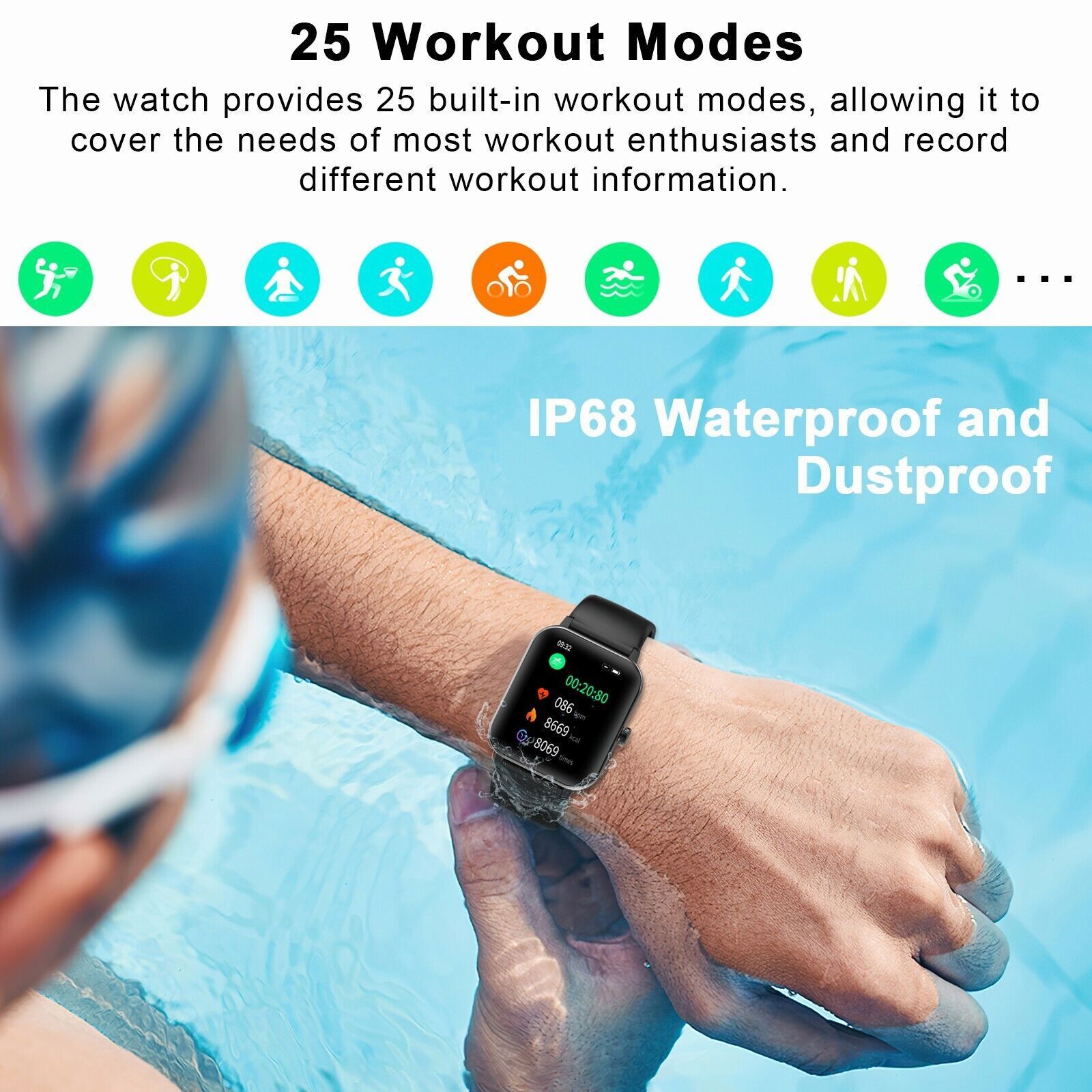 Smart Watch for Men Waterproof Smartwatch Bluetooth for iPhone Android Samsung