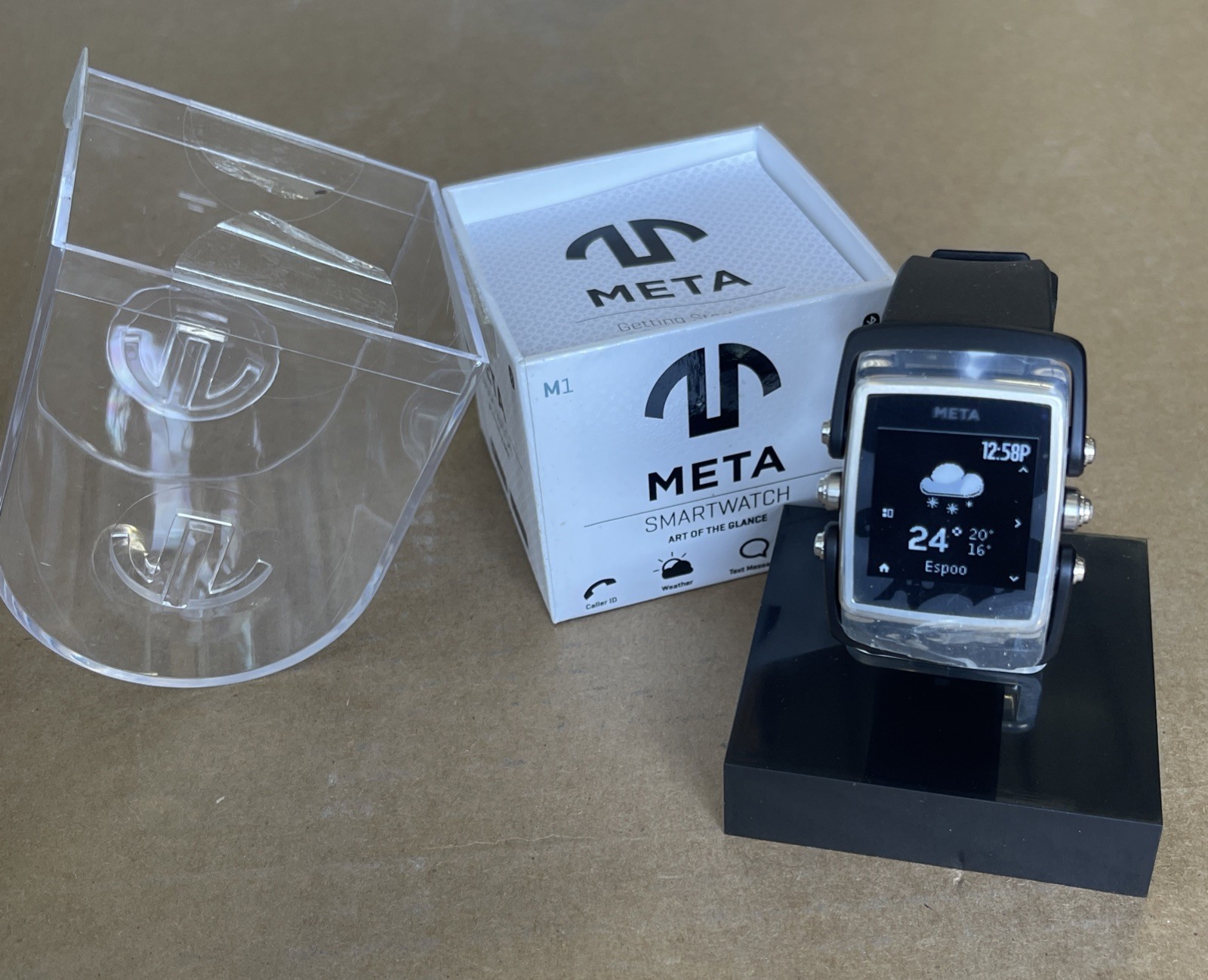 META M1 BLUETOOTH SMARTWATCH MW4003 Stainless Steel Case / Rubber Strap NEW