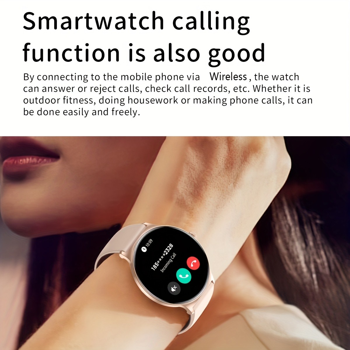 1.42″ Slim Smartwatch, Wrist Calls, Sports Modes, Waterproof, Health App