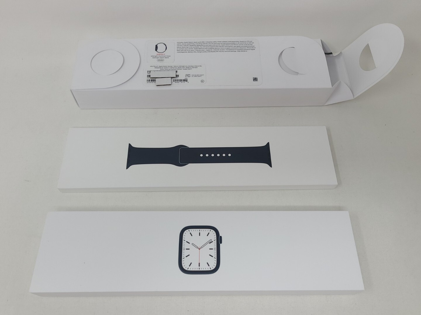 Apple Watch Series 7 Cellular 45mm Midnight Aluminum Sport Band MKJ73LL/A SEALED