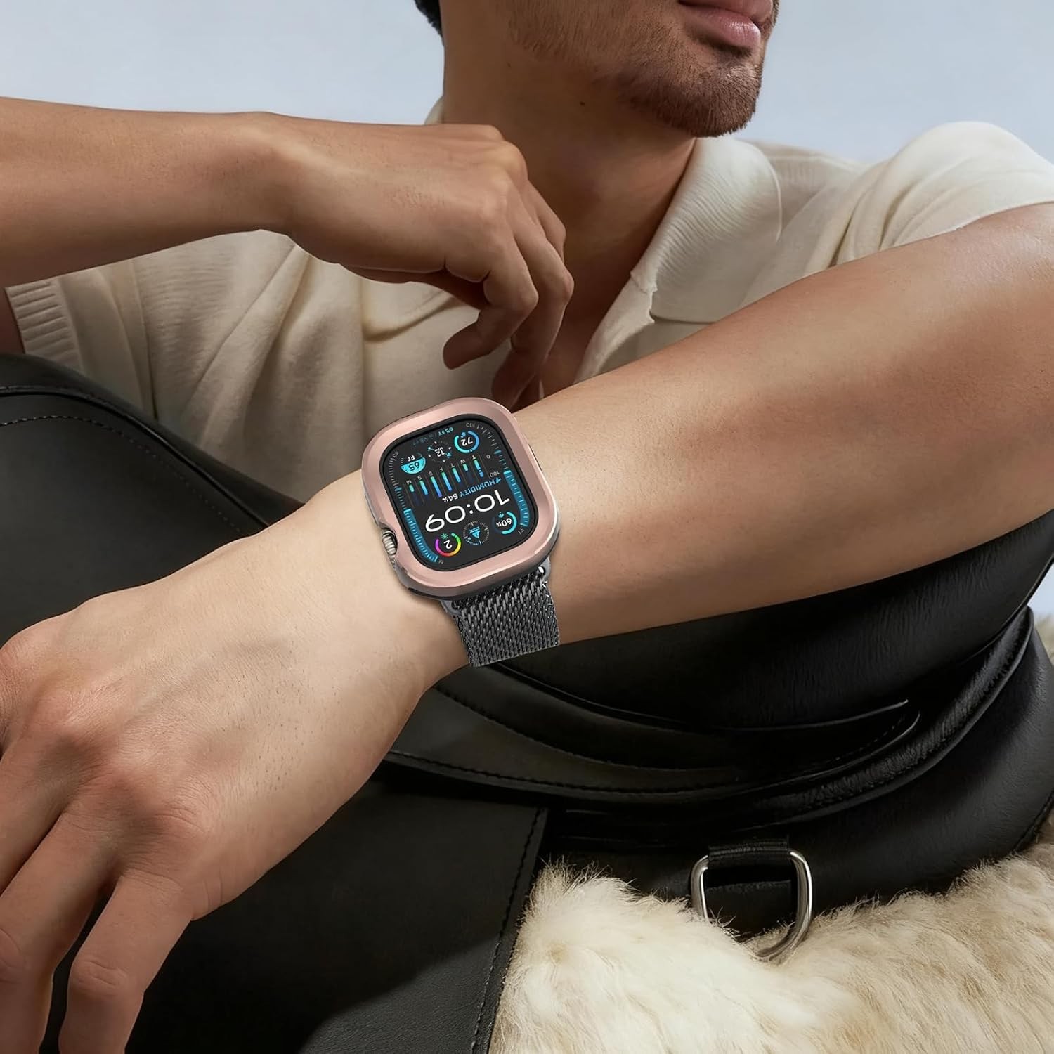 2 in 1 Rugged Case for Apple Watch Ultra 49mm, Shockproof Aluminum Bumper