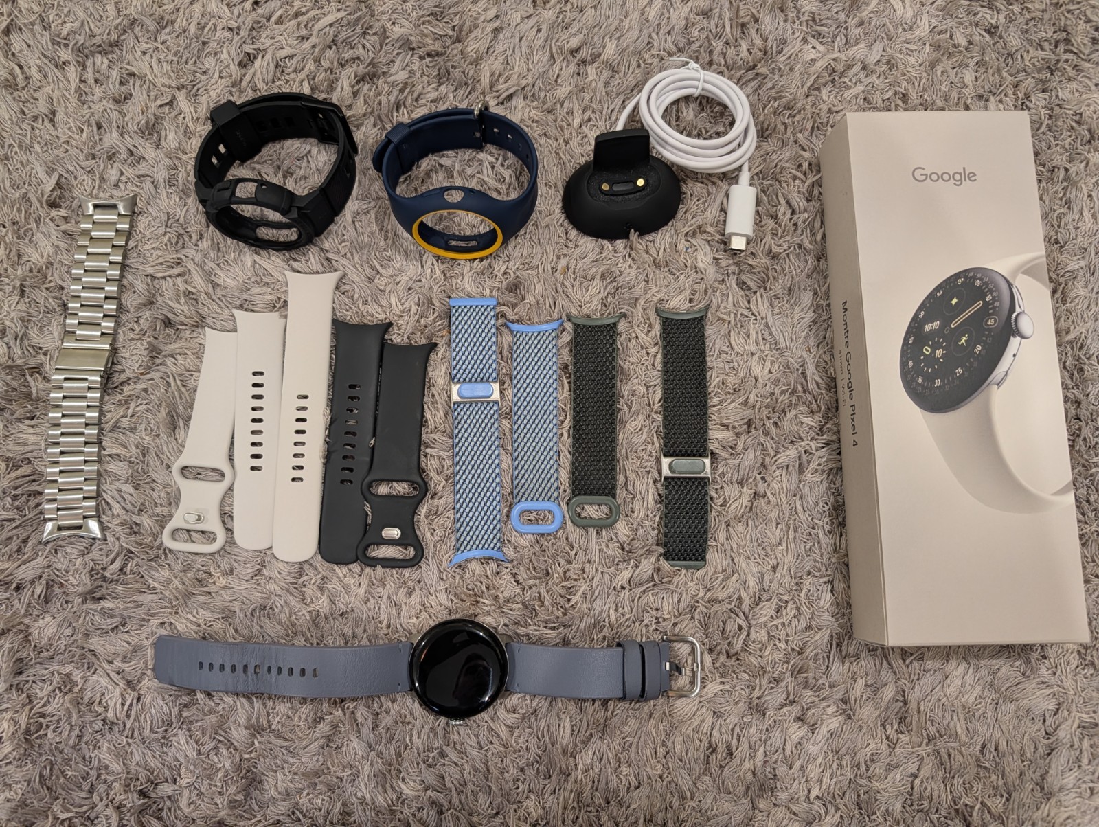 Google Pixel Watch 4 – 41mm wifi Polished Silver – *Mint* w/8 bands – 5 OEM