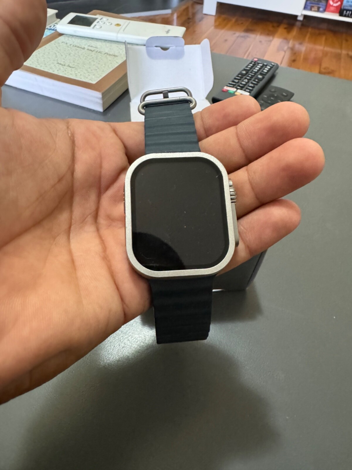 Apple Watch Ultra 2 49mm Titanium Case with Ocean Band – Blue, One Size (GPS…