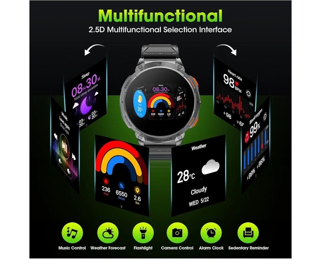 Military Smart Watches for Men, 1.85″ HD Large Screen Smart Watch, Flashlight/73