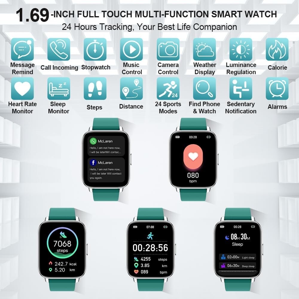 MOLOCY Smart Watch for iPhone Android with Heart Rate/Sleep Monitor
