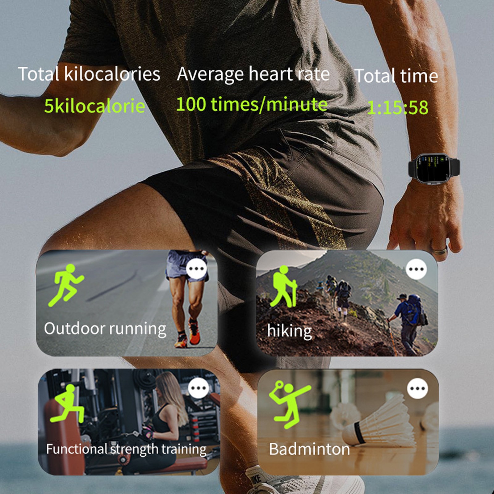 2 In 1 Smart Watch With Earbuds HD Touch Screen Bluetooth Call For IOS