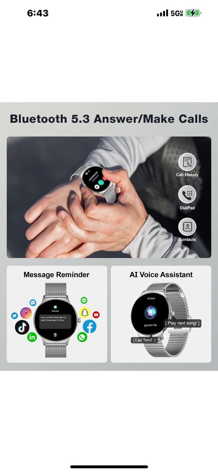 Souyie V89 Smart Watch New In Box