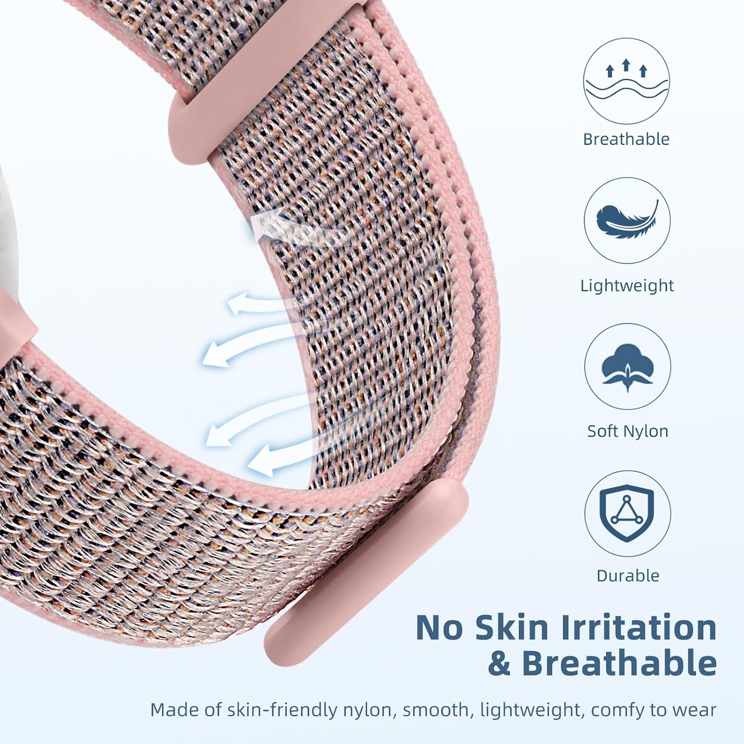 Woven Nylon Strap Compatible with Apple Watch 40mm 41mm Reflective Black/White/P