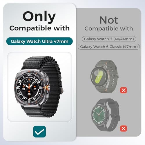 1 Pack Rugged Silicone Band & Screen Protector for Galaxy Watch 8 Ultra 49mm Bla