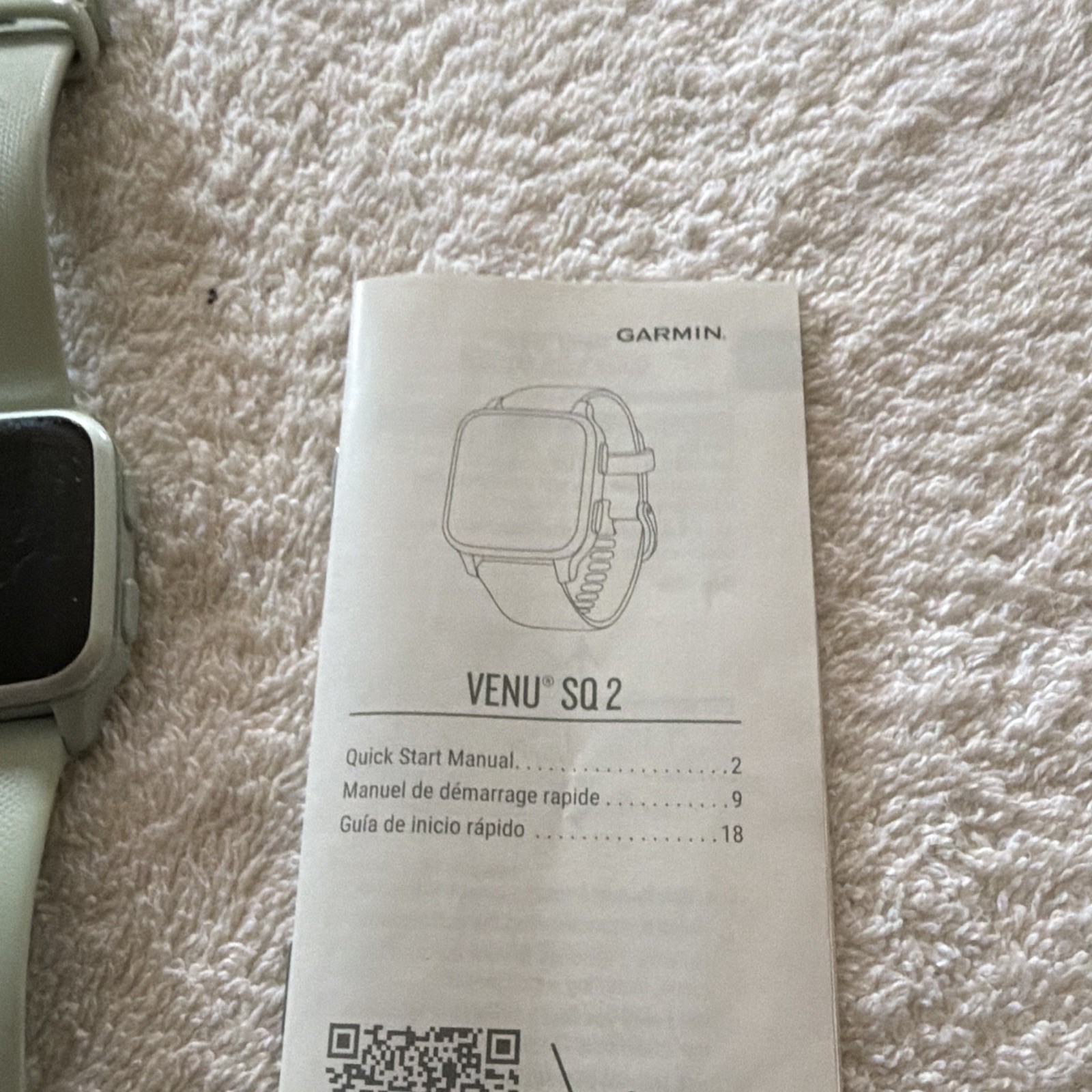 Garmin Venu Sq 2 40mm Bluetooth Smartwatch 4GB Green Band Silver Case