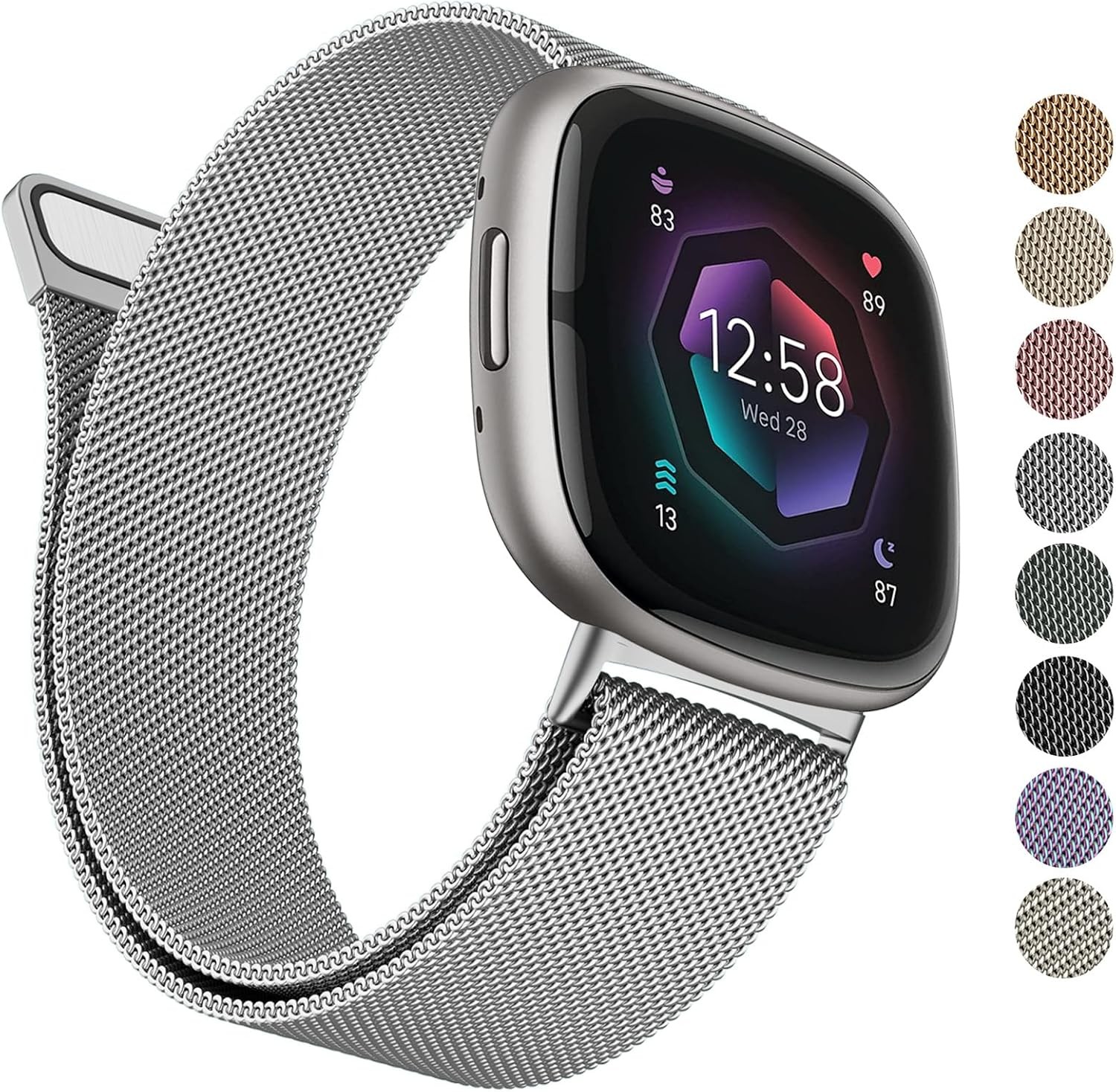 Stainless Steel Mesh Loop Strap Compatible with Fitbit Sense 2 / Versa 4