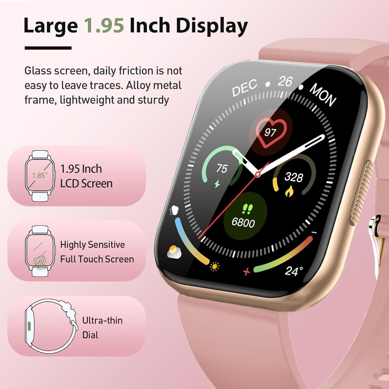 Smart Watch for Women, 1.95″ HD Touchscreen Fitness Tracker with Bluetooth Calli
