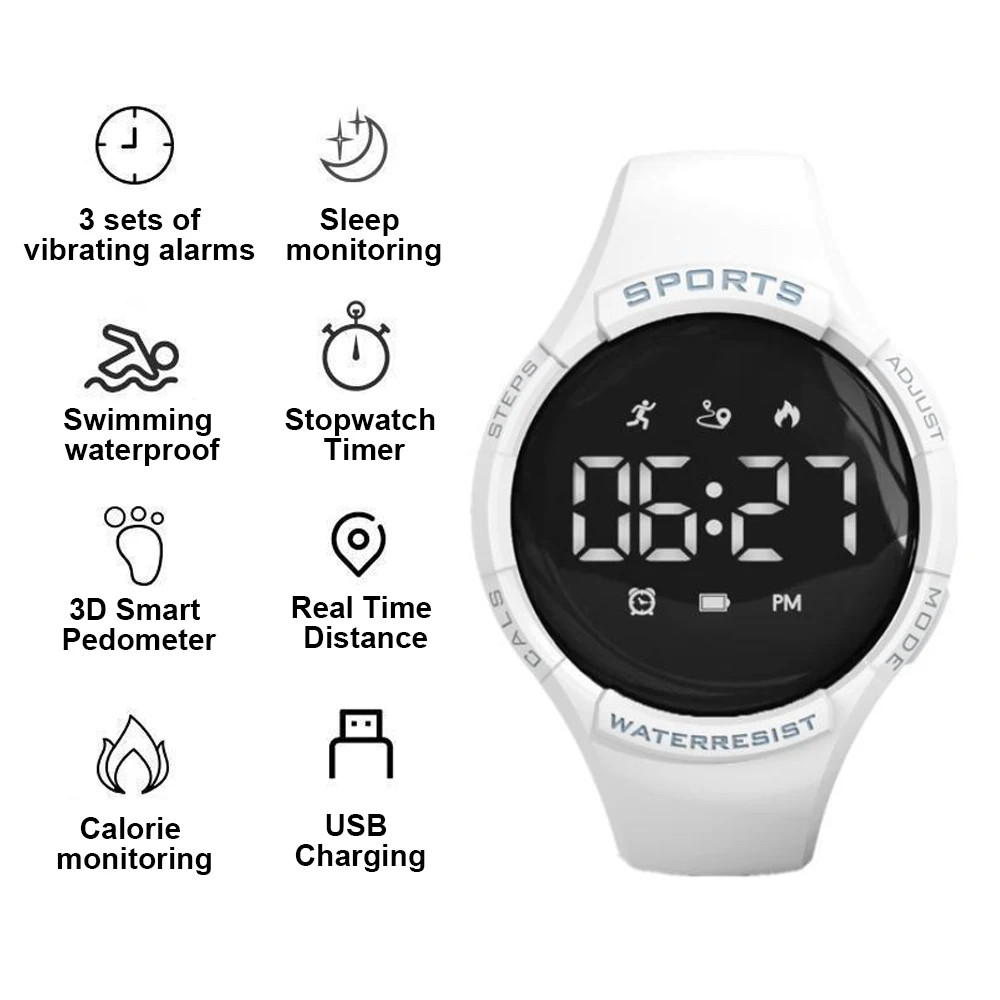 Multi-Function Waterproof Sports Watch Vibration Alarm Electronic Clock