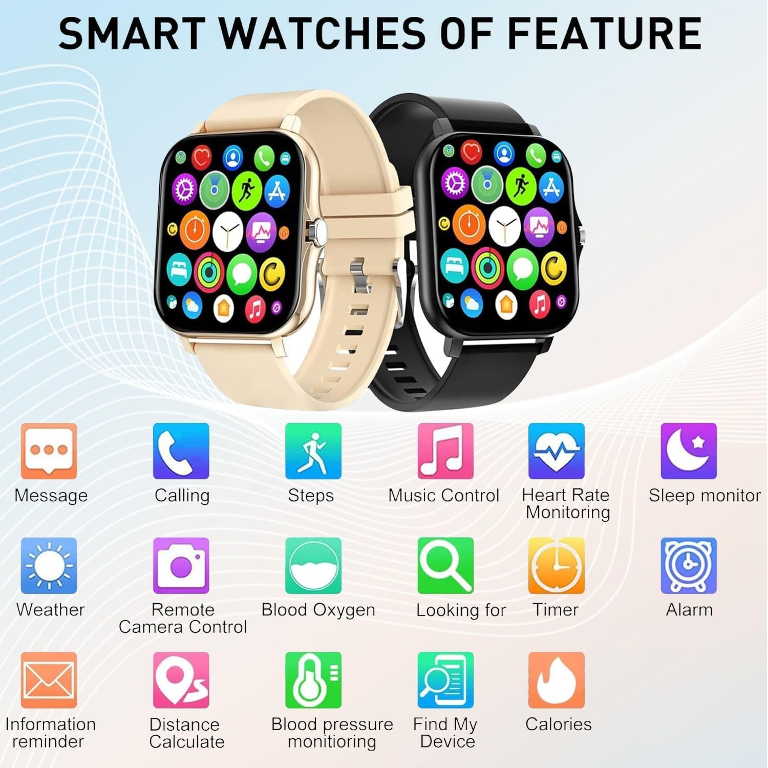 Upgraded 1.81″ Waterproof Smart Watch for Android & iPhone – Fitness Tracker
