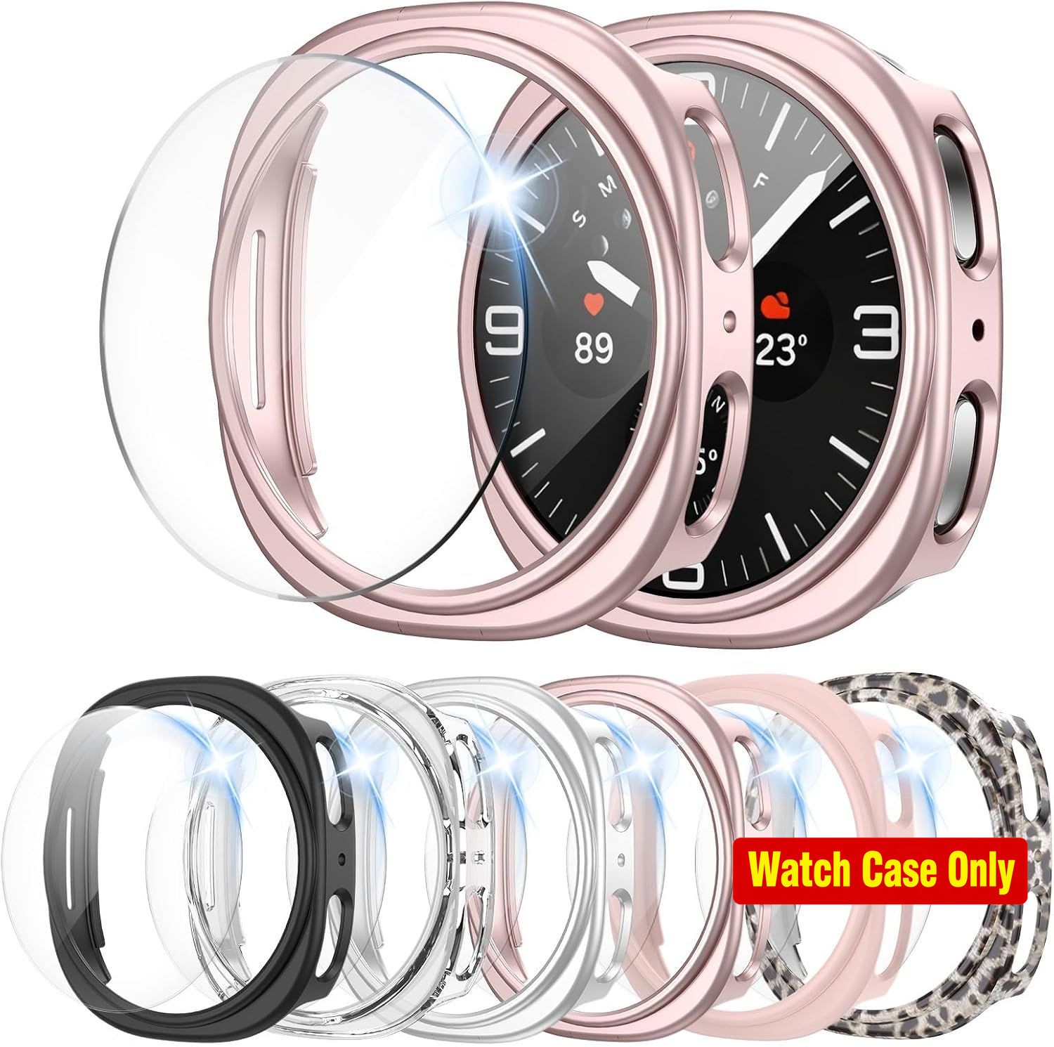 6+6 Pack Anti-Fog Bumper Case with Screen Protectors for Samsung Galaxy Watch 9/