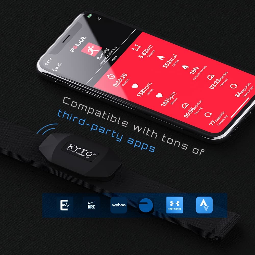 Heart Rate Monitor Chest Strap, ANT+, Bluetooth, iOS, Android, Cycling, Running