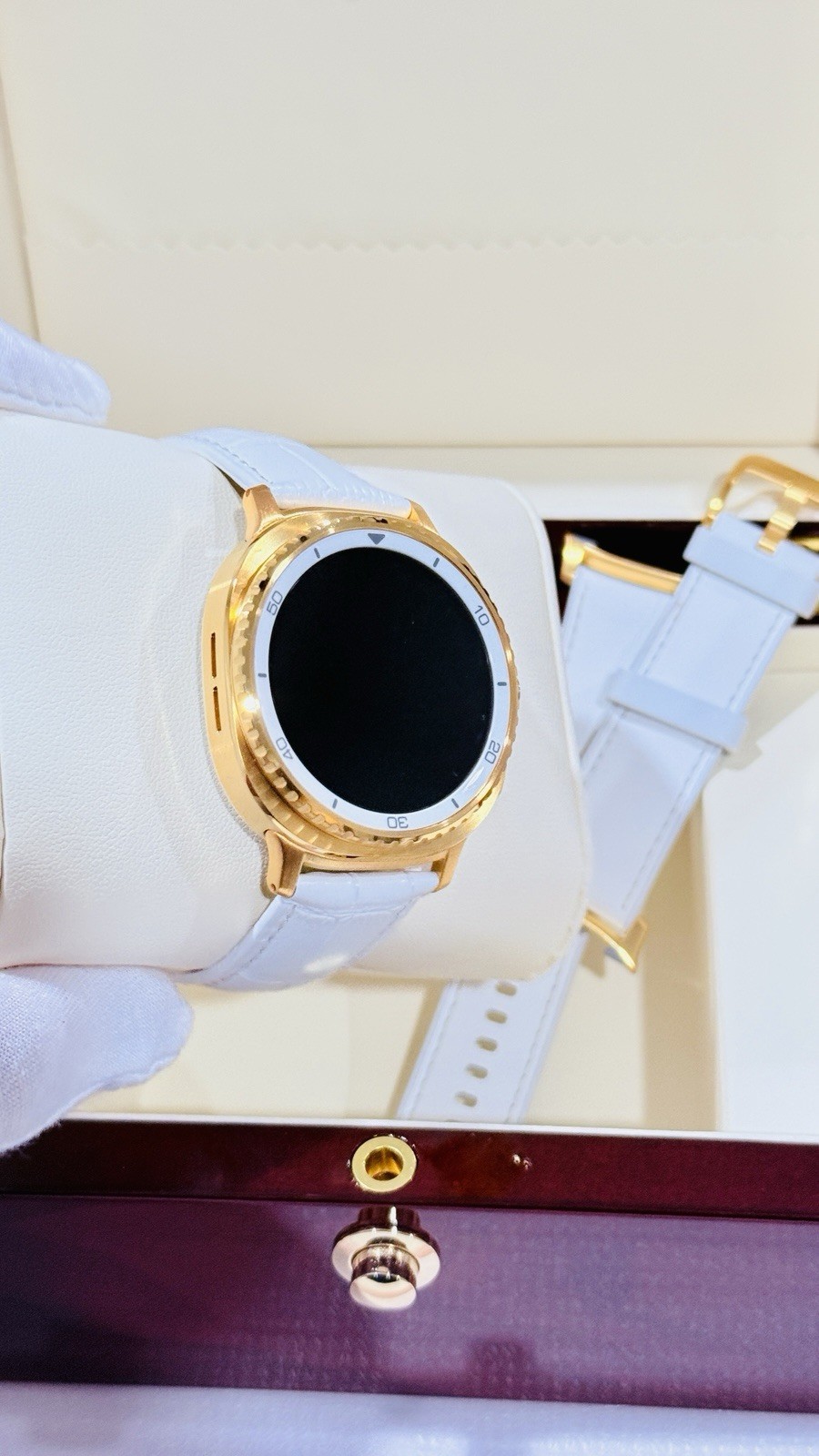 Custom 24k Gold 46mm Samsung Galaxy Watch8 Classic White | LTE Bluetooth GPS